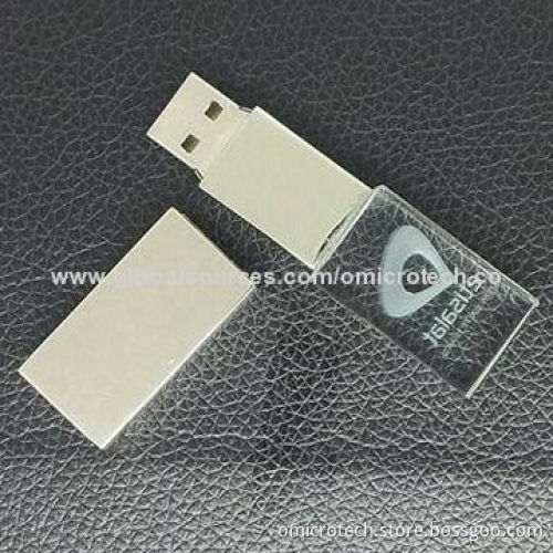 Crystal USB Flash Disk, 1 to 32GB Capacity, Plug-and-play Function